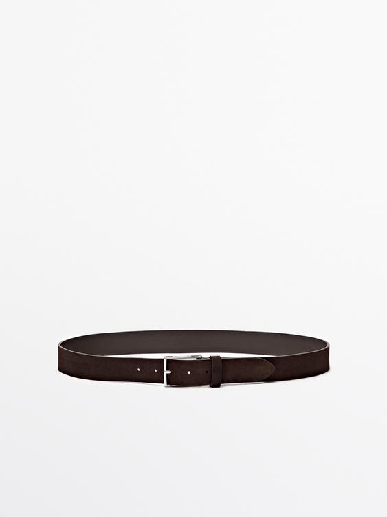 Plush nappa leather belt with nickel buckle