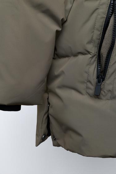 DOUDOUNE LONGUE EN PLUME ET DUVET DÉPERLANTE ET COUPE-VENT - Kaki de Zara - Image 6
