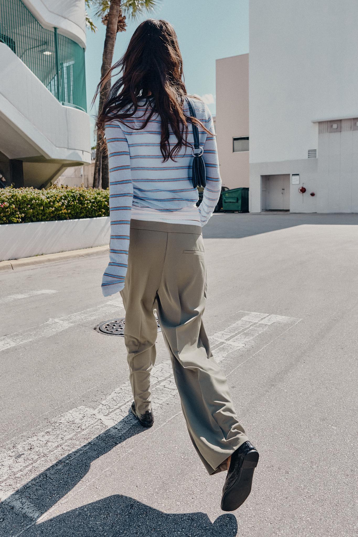 WIDE LEG PANTS WITH DOUBLE WAISTBAND