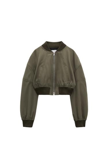 SHORT WOOL BLEND BOMBER JACKET