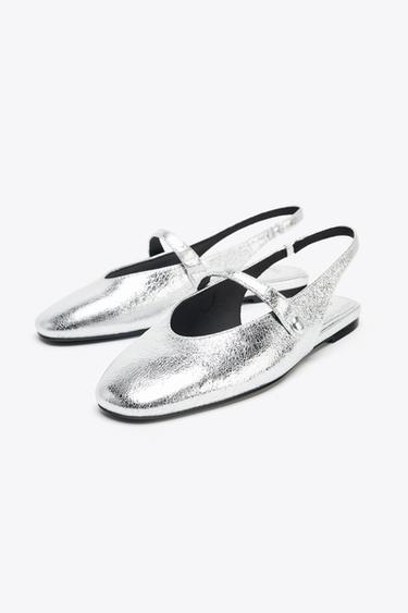 METALLIC EFFECT BALLERINAS - Silver by Zara - Image 5