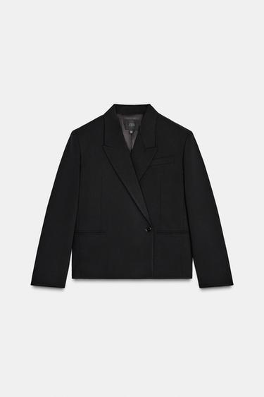CROPPED DOUBLE-BREASTED BLAZER - Black by Zara