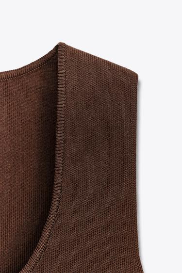 CONTRAST KNIT DRESS - Light brown by Zara - Image 7