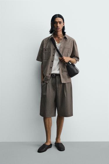 قميص OVERSIZE FIT بجيوب - بني.فيجوريه الخاص بـ Zara - صورة 0