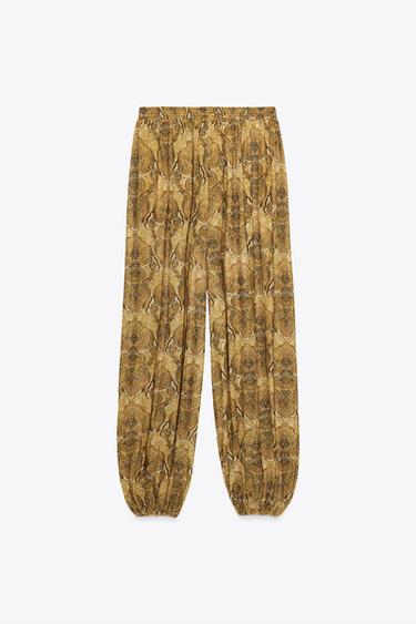 PANTALON BOUFFANT IMPRIMÉ - Verts de Zara - Image 7