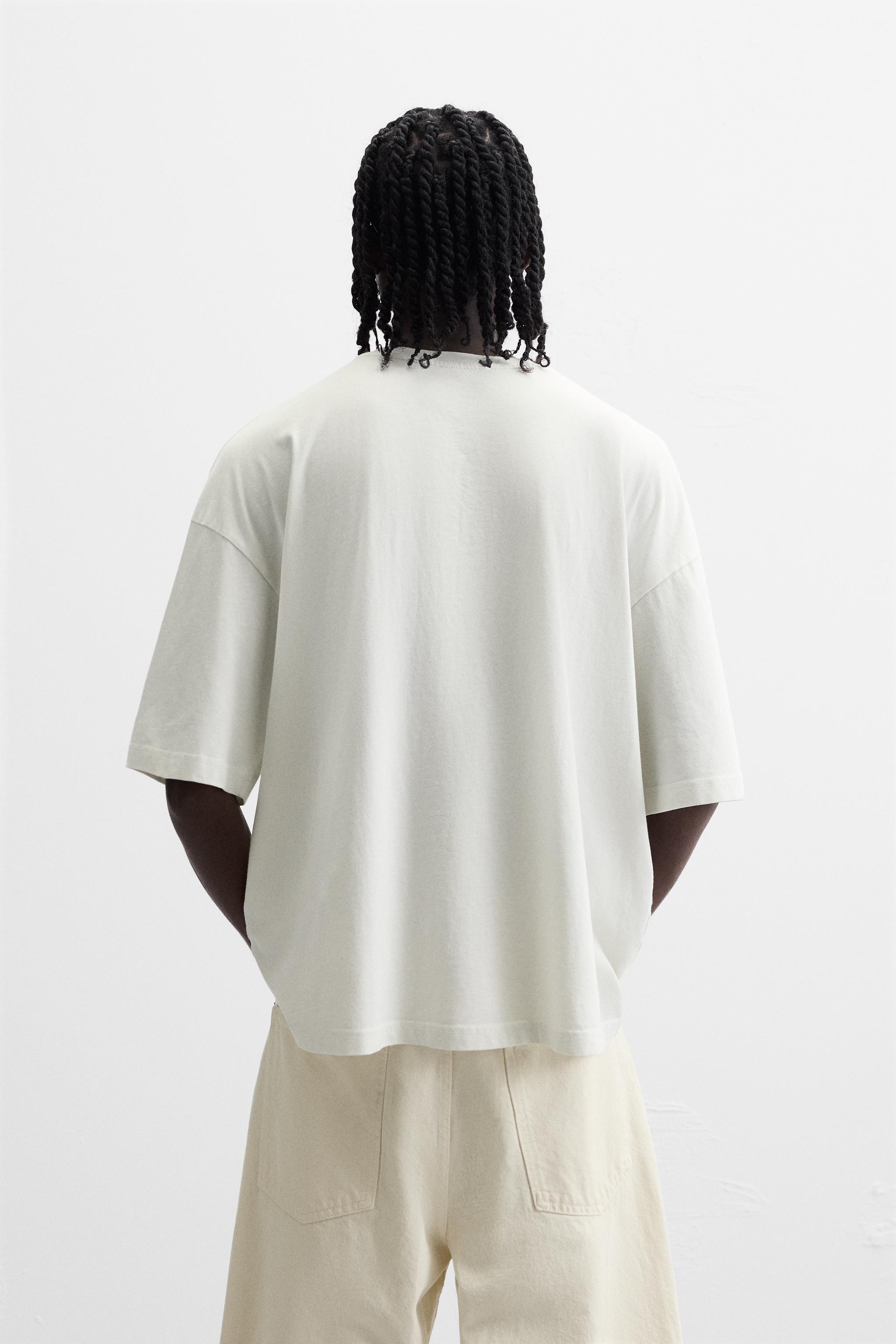 コンビ刺繍Tシャツ - パールグレー | ZARA Japan / 日本