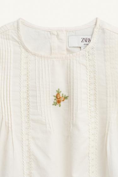 LIMITED EDITION EMBROIDERED FLORAL BLOUSE - Ecru by Zara - Image 7