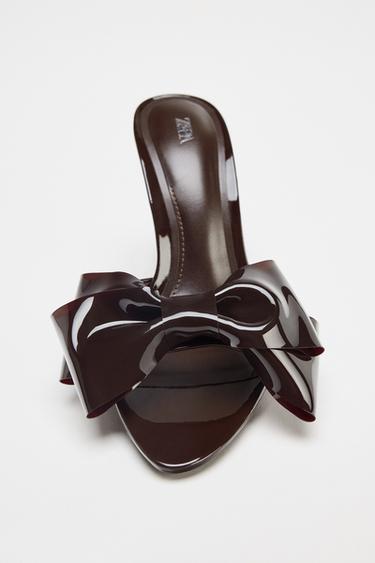 SANDALES À TALONS ET NŒUD - Bordeaux de Zara - Image 4