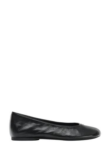 BALLERINES PLATES EN CUIR - Noir de Zara