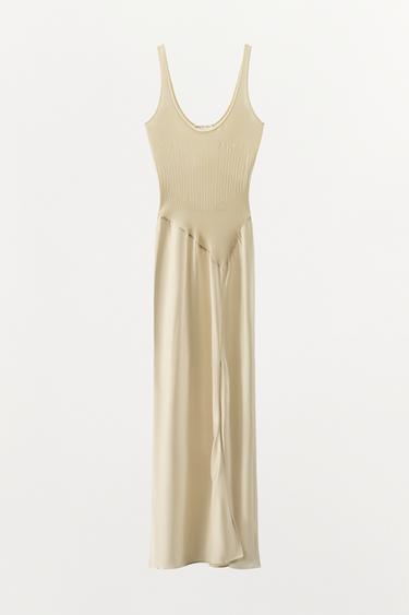 CONTRAST KNIT DRESS - Ecru by Zara
