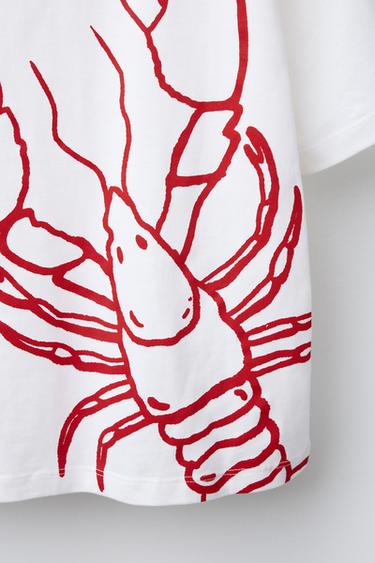 LOBSTER PRINT T-SHIRT - White by Zara - Image 3