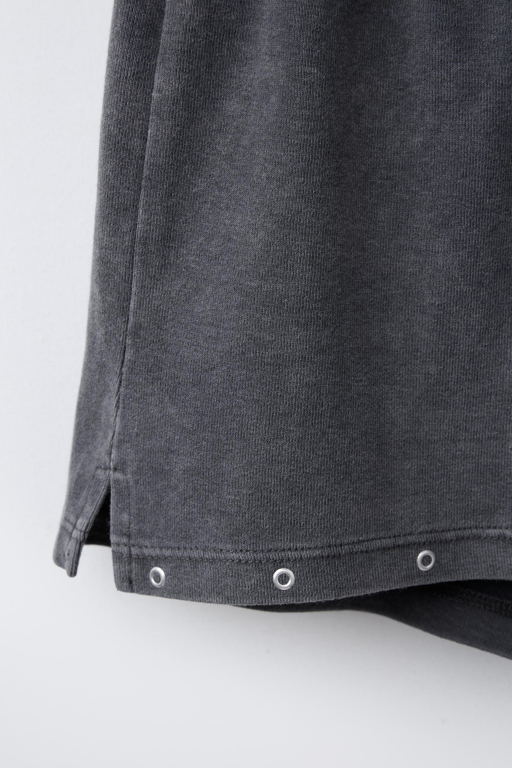 WASHED EFFECT STUDDED BERMUDA SHORTS - Anthracite grey