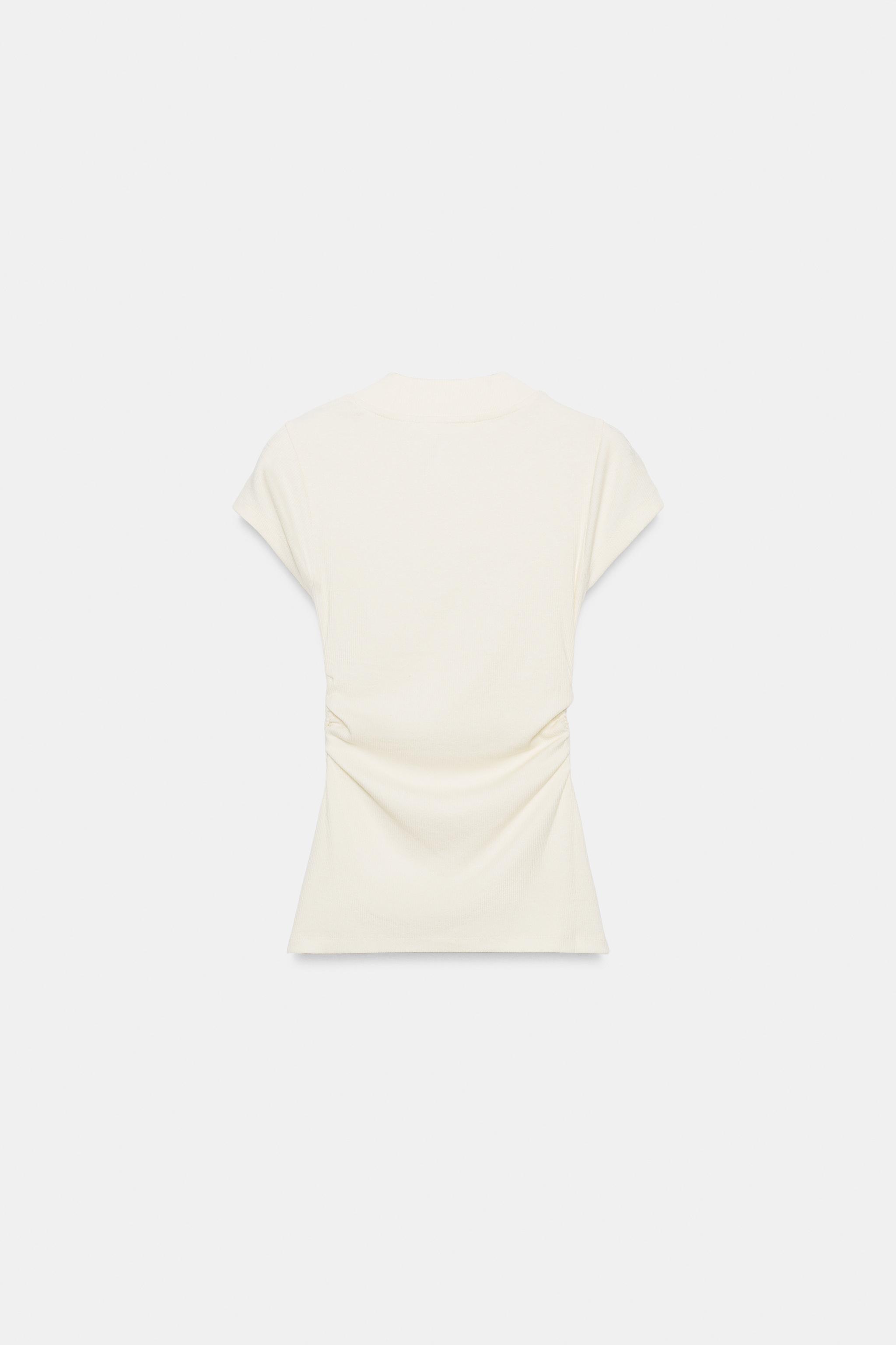 DRAPED LINEN BLEND T-SHIRT