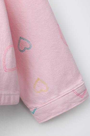 BLOUSON EN SERGÉ CŒURS BRODÉS - Rose de Zara - Image 3