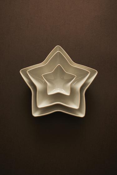 STONEWARE CHRISTMAS STAR PLATE - Gold by Zara