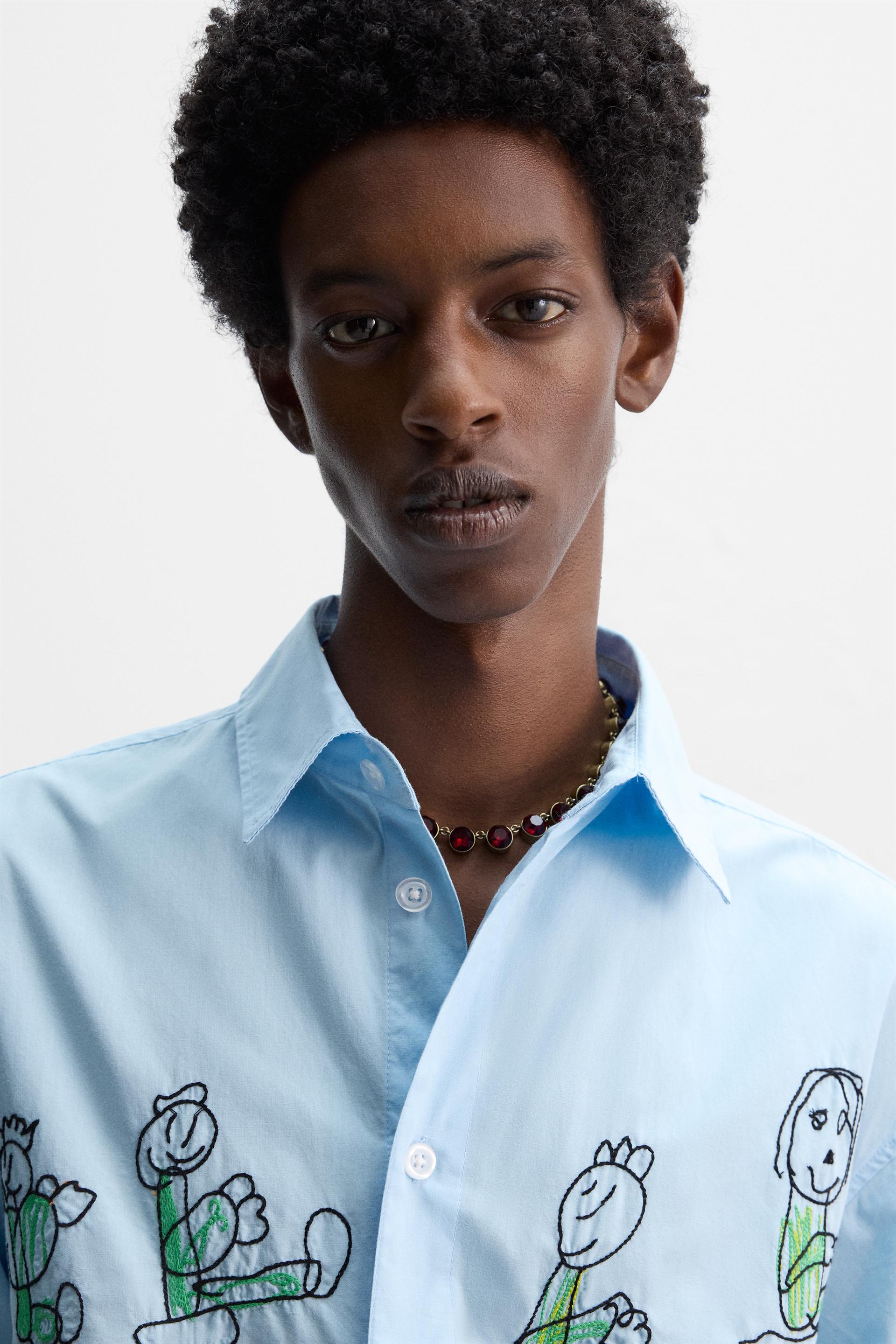 HARRY LAMBERT × ZARA 刺繍入りシャツ - ライトブルー | ZARA Japan / 日本