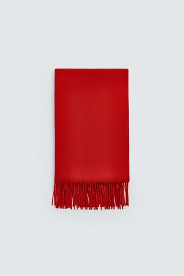 FRINGED SCARF - Red by Zara