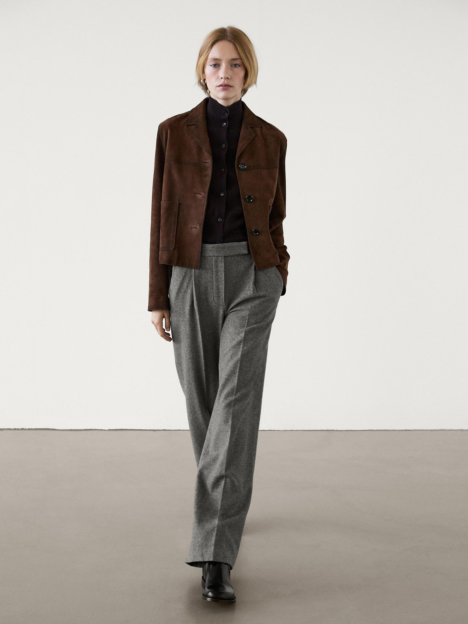 Wool blend straight-leg trousers | ZARA United States