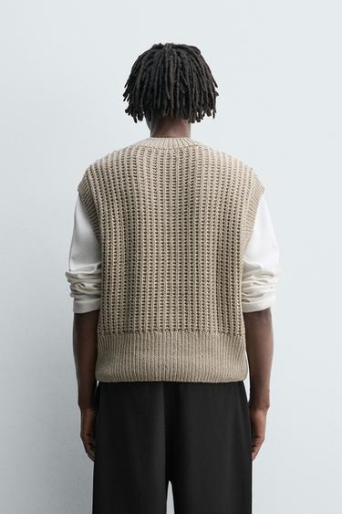 GILET EN MAILLE BOXY FIT - Beige de Zara - Image 2