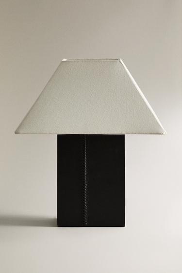 LEATHER TABLE LAMP - Black by Zara