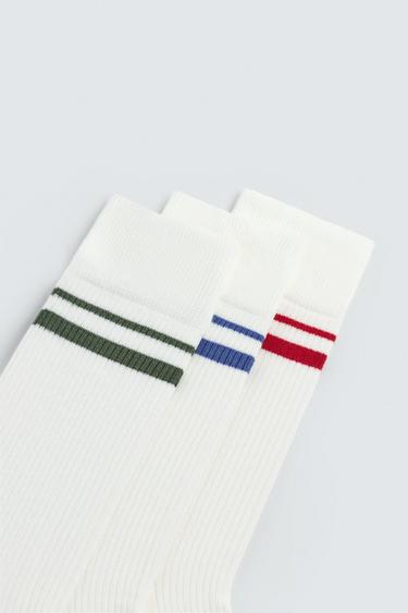 CHAUSSETTES À BANDES LOT DE 3 - Blanc de Zara - Image 2