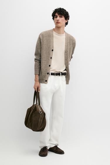 Zara Cotton knit cardigan with buttons - Beige marl