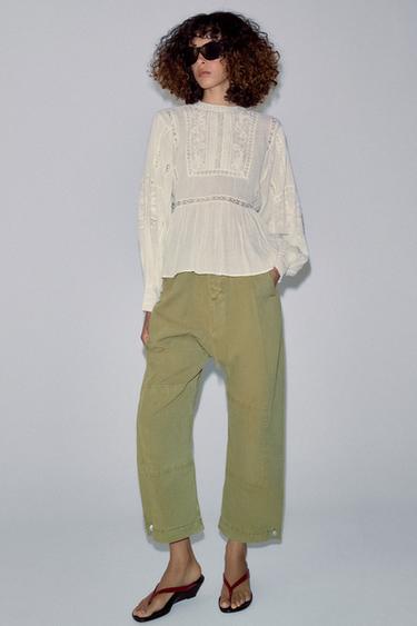 CAMISA BORDADA ENTREDOS ZW COLLECTION - Crudo de Zara