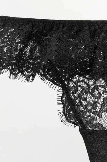 TANGA EN DENTELLE À VOLANT - Noir de Zara - Image 6