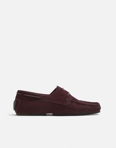 LEATHER DECK SHOES - Burgundy Red by Zara