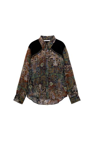 PRINTED VELVET BLOUSE