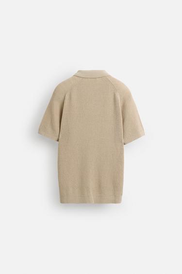 POLO EN MAILLE STRUCTURÉ - Beige de Zara - Image 8