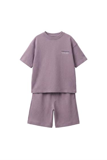 INTERLOCK T-SHIRT AND BERMUDA SHORTS SET - Mauve by Zara