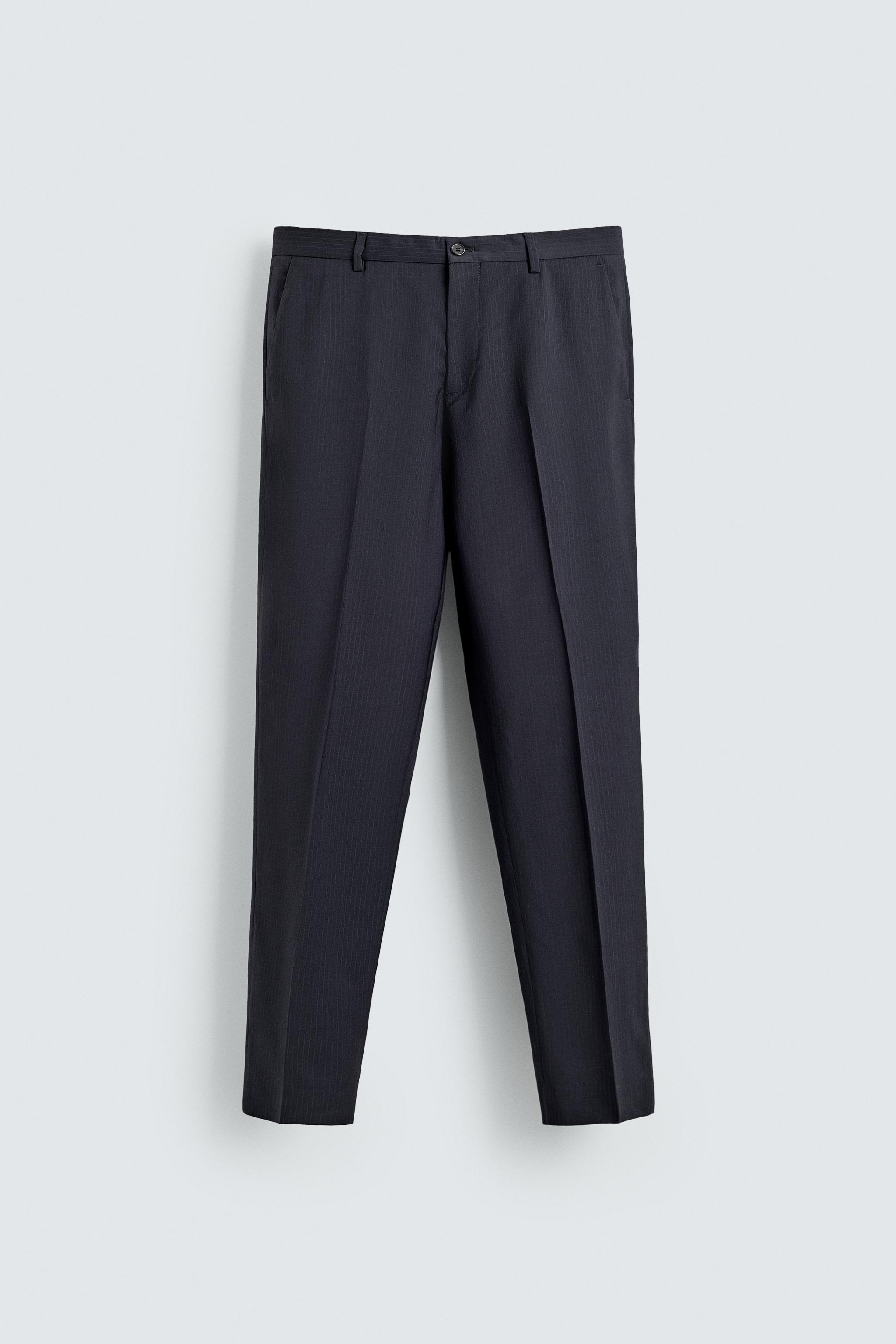 100% WOOL PINSTRIPE SUIT PANTS