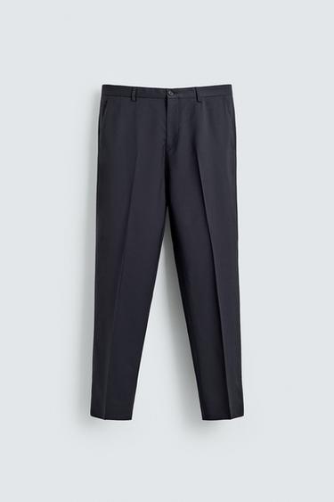 100% WOOL PINSTRIPED SUIT TROUSERS - Navy blue by Zara