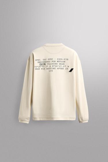 Zara GRAPHIC PRINT TRAINING T-SHIRT - Cream