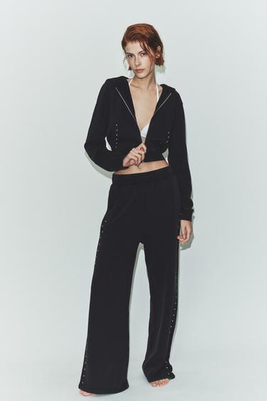 ВАРЕНІ ПЛЮШЕВІ ШТАНИ З ЗАКЛЕПКАМИ - Вугільний Zara