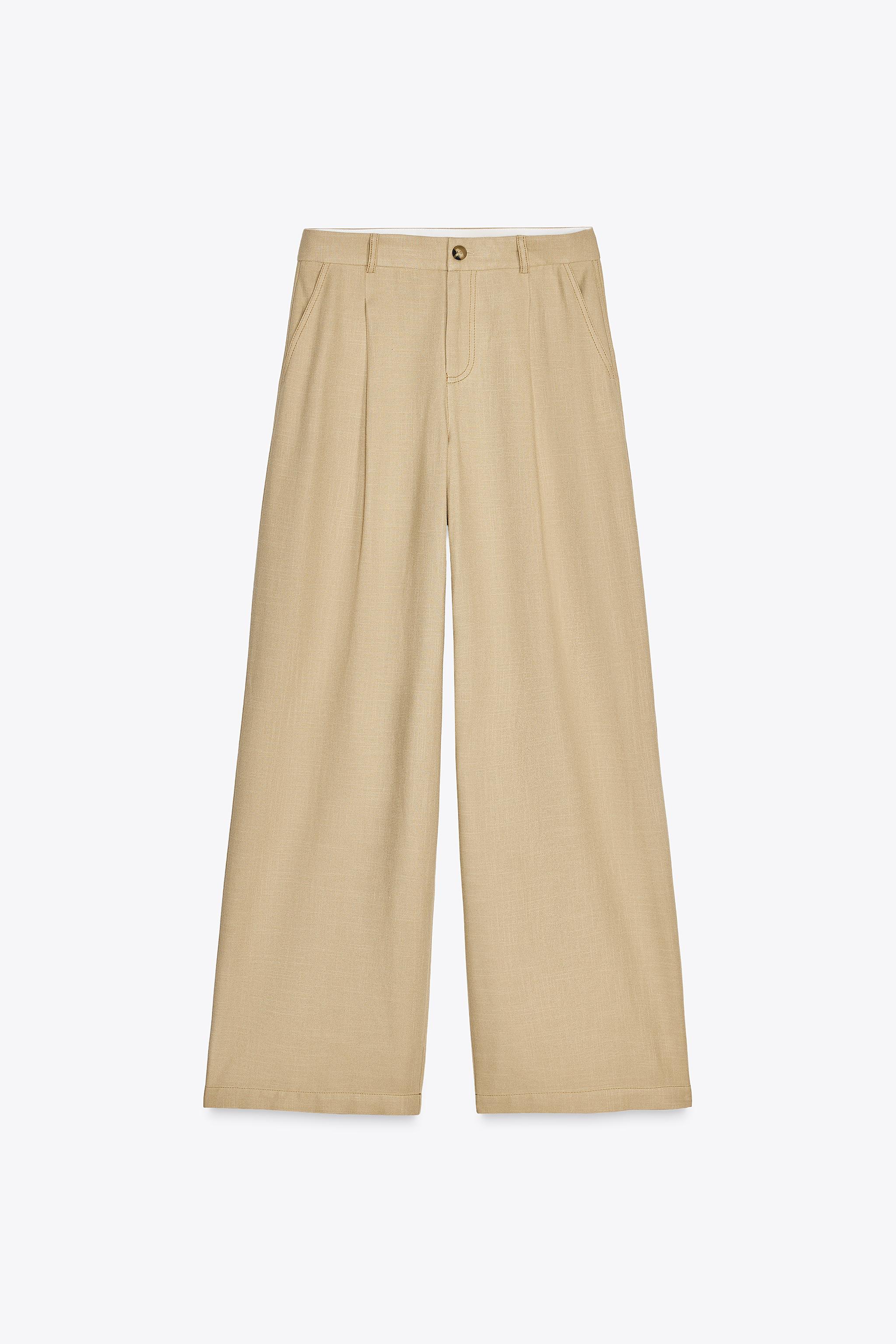 ラスティックワイドレッグパンツ - ミディアムキャメル | ZARA