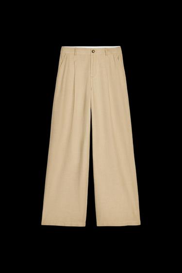 WEITE HOSE AUS FESTEM STOFF - Mittleres Camel von Zara - Bild 0