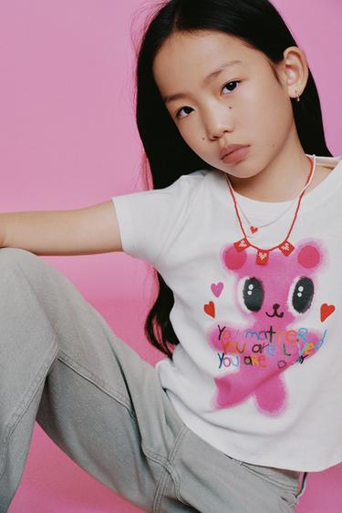 TEDDY BEAR PRINT T-SHIRT - Oyster-white by Zara