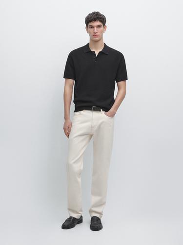 Polo punto manga corta algodón - Negro de Zara