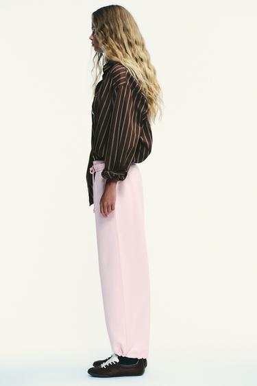 BASIC STRAIGHT PLUSH TROUSERS - Pink de Zara - Image 3