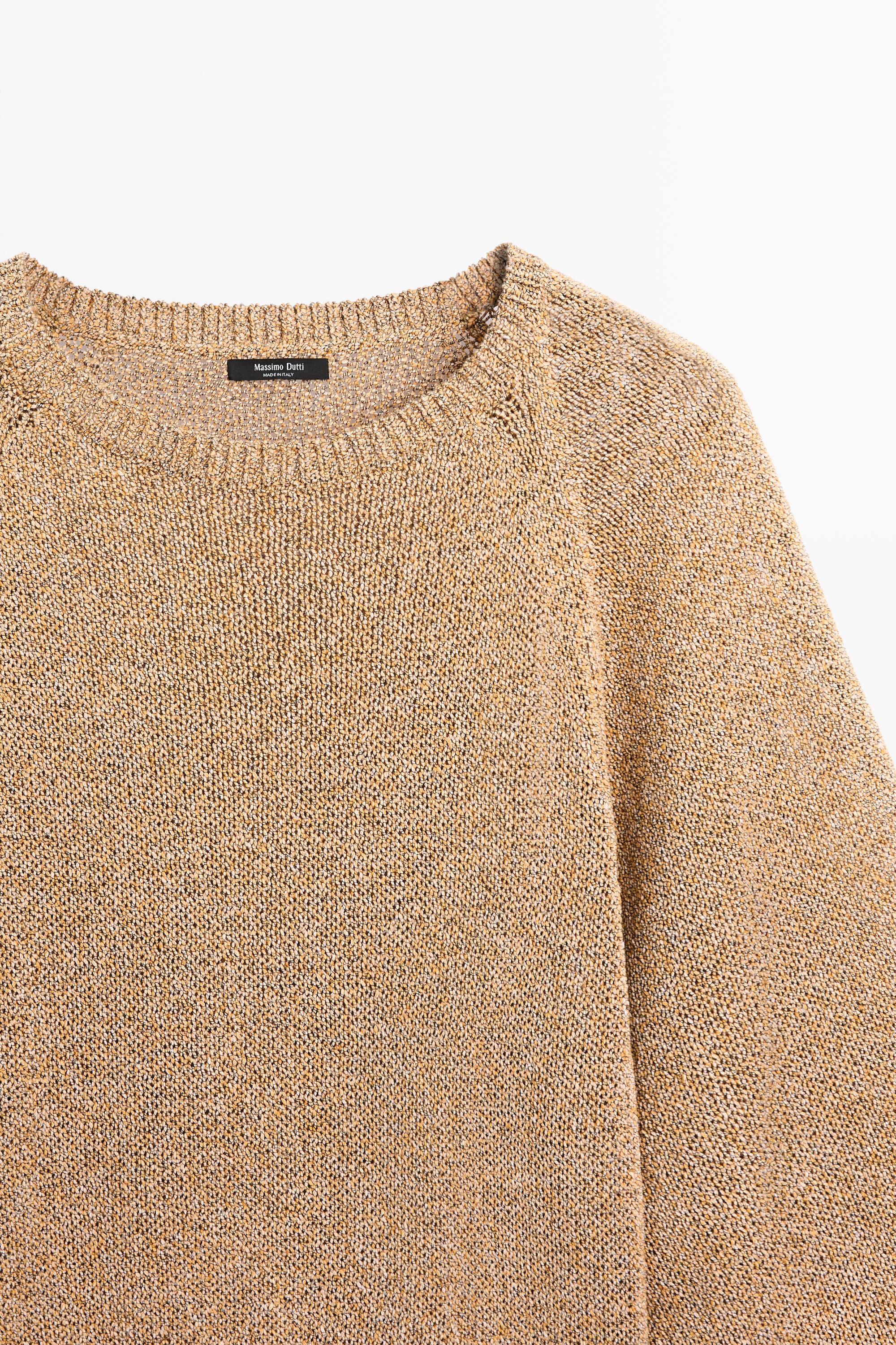 Cotton blend heathered knit sweater