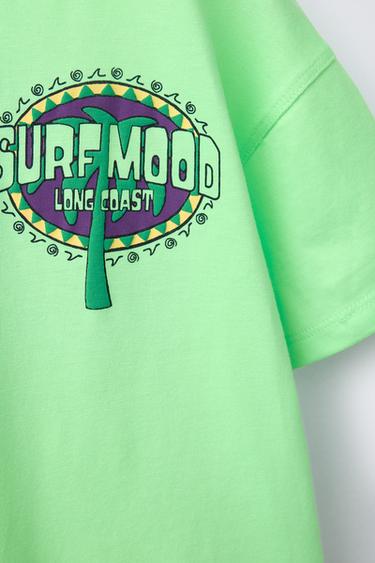 PALM TREE PRINT T-SHIRT - Fluorescent lime by Zara - Image 2