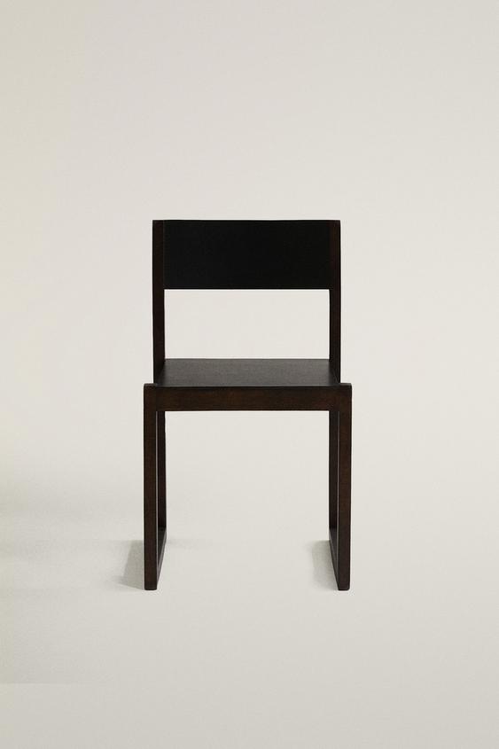 LEATHER CHAIR WITH WOODEN STRUCTURE - Dark brown by Zara - Image 0