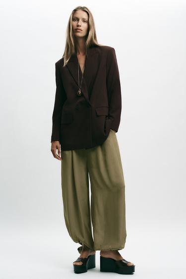 OVERSIZED DOUBLE-BREASTED BLAZER - Brown by Zara
