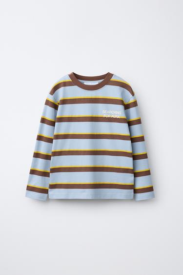 6-14 ANS/ PYJAMA RAYURES ET INSCRIPTION - Bleu de Zara - Image 1