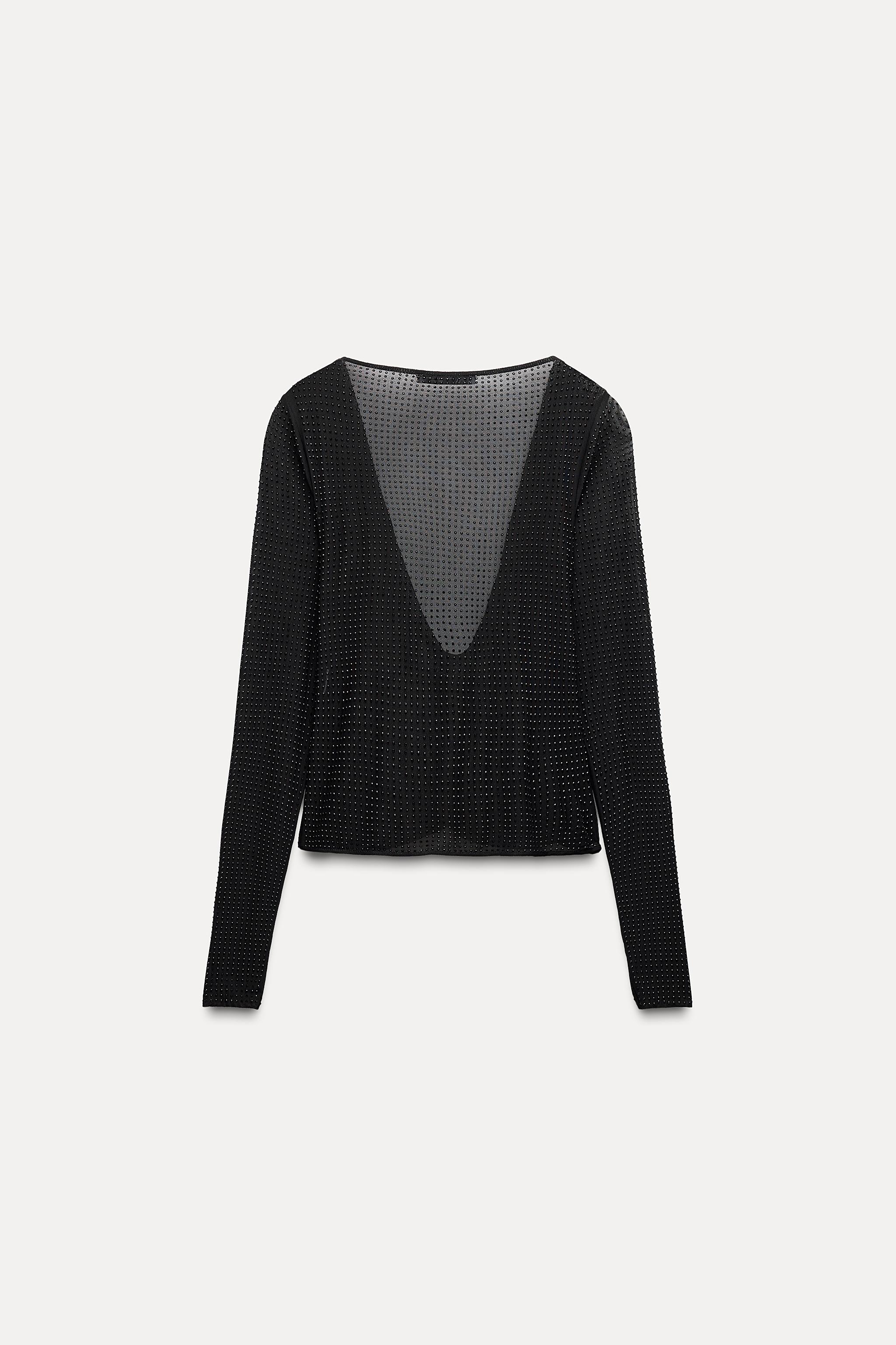 RHINESTONE TULLE TOP - Black | ZARA United States