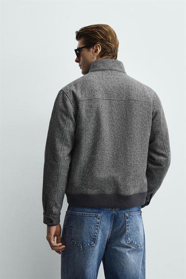 BLOUSON STRUCTURÉ CONTRASTANT - Gris foncé de Zara - Image 2