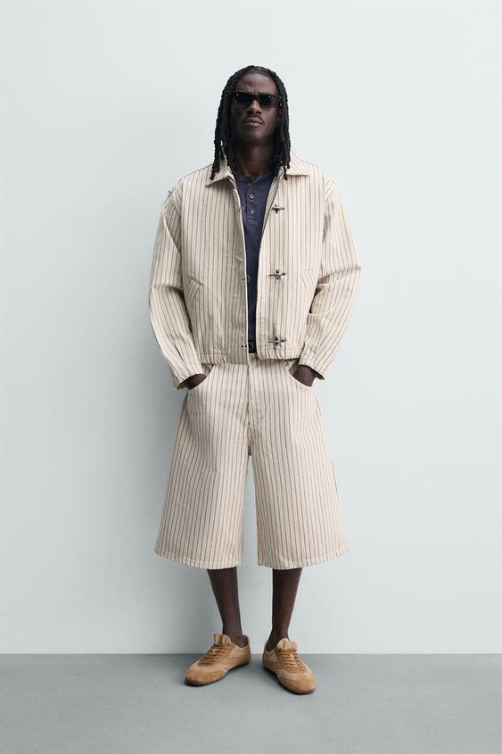 CROPPED STRIPED FIREMAN CLASP JACKET from Zara - $99.90