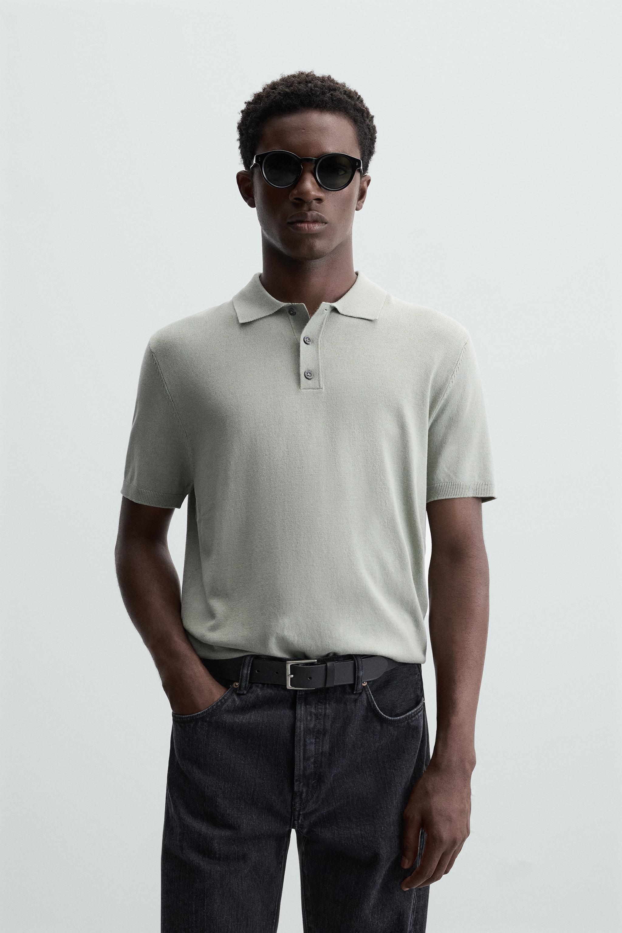 VISCOSE BLEND KNITTED POLO SHIRT - Light tan | ZARA Australia